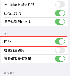 熊口管理区苹果手机维修网点分享iPhone如何开启九宫格构图功能